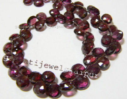 rhodolite garnet beads briolette heart beads layout 60 pcs 8 inches aprx
